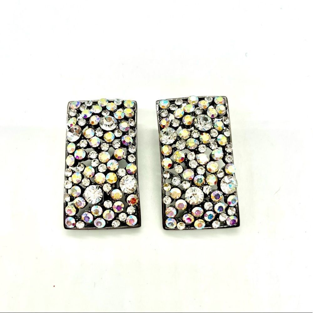Multi color Crystals Clip on Earrings